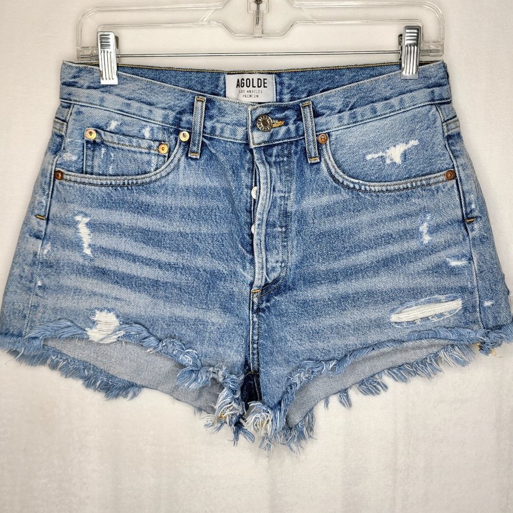 AGOLDE Distressed‎ Button Fly Raw Hem Shorts Size 26